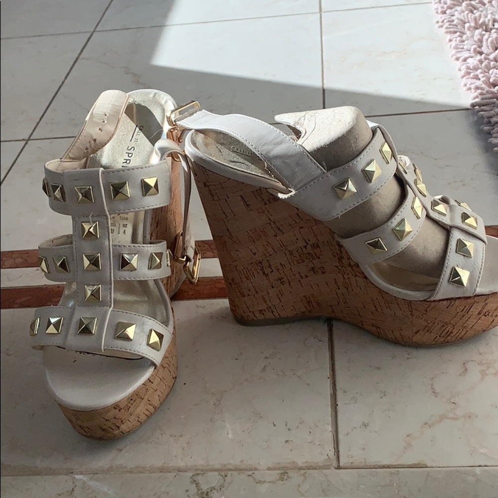 Beige wedges
